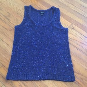 Racer back navy sequin sweater tank.